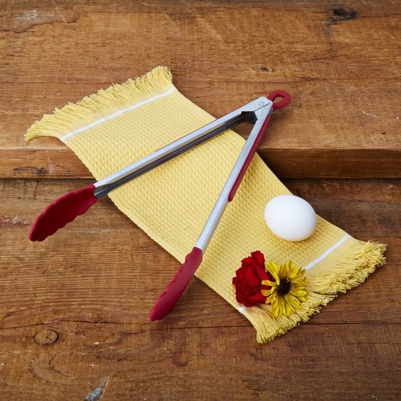 🌺 New The Pioneer Woman 12-Inch Silicone and Stainless Steel Locking Tongs, Red - Picture 4 of 9